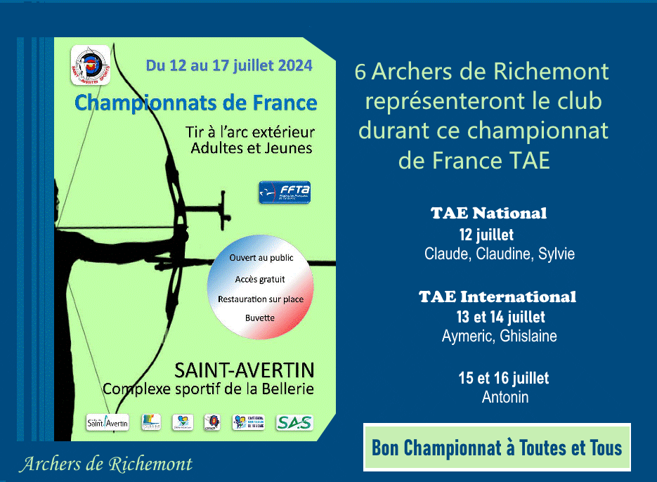 Championnats de France TAE National et International du 12 au 16 juillet 2024